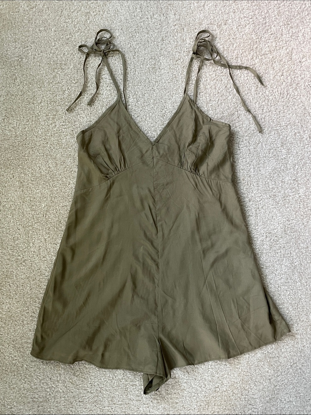 ASOS Olive Tie-Shoulder V-Neck Romper